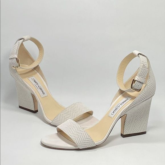 JIMMY CHOO Edina 85 Block Heel Leather Sandals size 39.5 - Picture 10 of 12